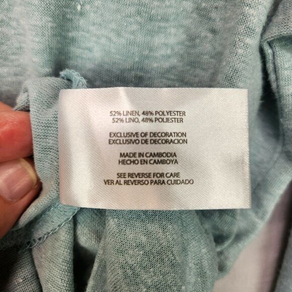 NWT Orvis Women's V Neck 3/4 Sleeve Relaxed Fit Linen Blend Top S Ether Green - Picture 9 of 10